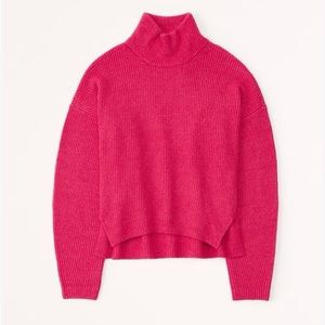 Abercrombie & Fitch Classic Easy Turtleneck Sweater, Dark Pink, XS